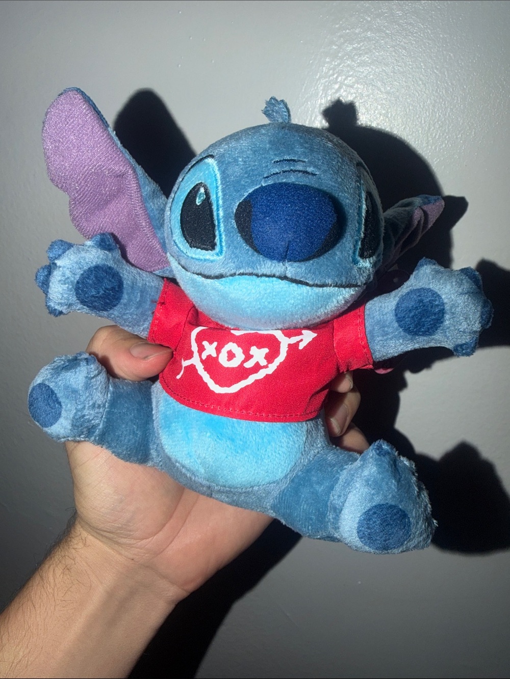 Disney Stitch Plush Toy in Blue with Red Shirt valentines edition